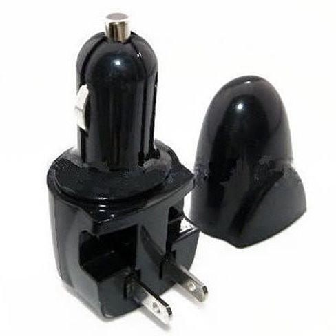 Color: Black - DUAL CHARGER 2 in 1 Car and Wall Charger with USB port