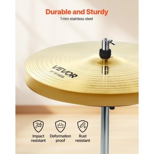 Cymbal Pack, 6 Pieces Cymbals for Drum Set, Alloy Cymbals Drum Set Includes 14-inch Hi-Hats, 16-inch Crash, 18-inch Crash, 20-inch Ride, 10-inch Splash, 16-inch China, Drumsticks & Cymbal Bag