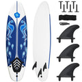 6 Feet Surfboard with 3 Detachable Fins-White - Color: White