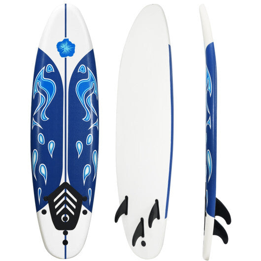 6 Feet Surfboard with 3 Detachable Fins-White - Color: White