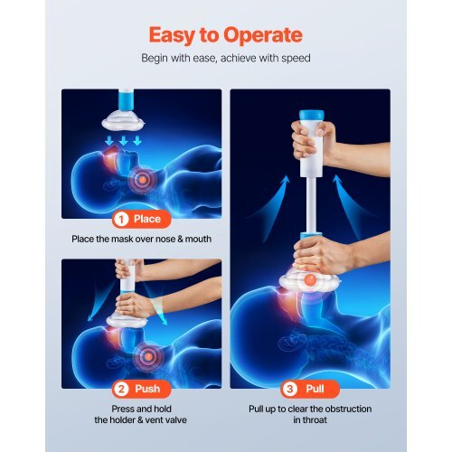 Choking Rescue Device, Portable Airway Clear Anti Choking Suction Device with 4 Multi-size Masks and 1 Storage Bag, First Aid Kit for Removing Blocked Objects, for Home, School, Travel